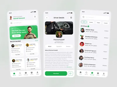 Driver Finding Platform UI app design booking app driver app driver details driver finder driver matching driver profile driver tracking hire driver mobile app modern design passenger app ride booking ride platform ride scheduling ride sharing shared rides
