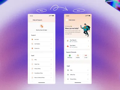 Help Center Redesign android design graphic design help help center help centre hero ios iphone minimal mobile nasimul nasimul huda old vs new redesign ui ux ux design