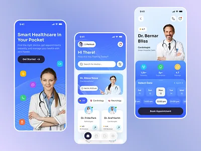 Health Care Mobile App Design arobix calendar chat doctor health health app healthcare ios ios app medical medicine minimal mobile app mobile ui patient product design schedule ui ui ux ux