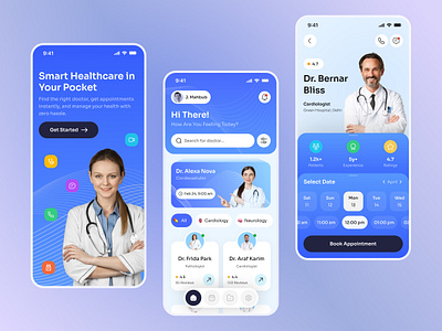 Health Care Mobile App Design arobix calendar chat doctor health health app healthcare ios ios app medical medicine minimal mobile app mobile ui patient product design schedule ui ui ux ux