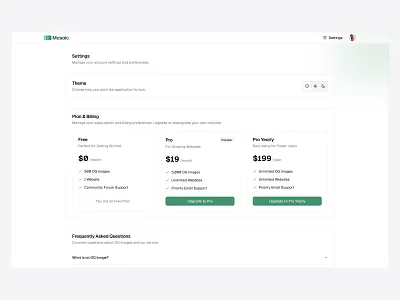 Mosaic Settings 💳 cards design header minimal saas settings ui web design