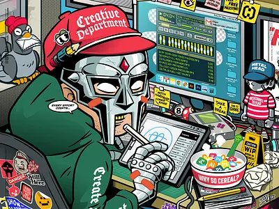 MFBOOMZ-CreativChaos burnout cactus cereal character creativedepartment designer hiphop illustration iqbalhakimboo logo malaysia mfdoom pigeon popculture sticker toy vector winamp