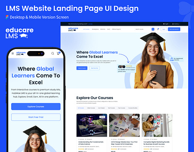 LMS Website Landing Page (Desktop & Mobile) figma