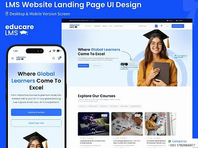LMS Website Landing Page (Desktop & Mobile) education figma lms responsive design ui ux