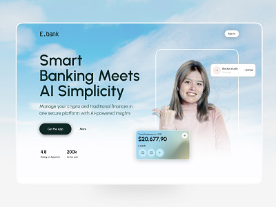 Website for a Financial Banking App ai design bank bankingapp crypto digital banking finance fintech homepage landingpage mobile banking userinterface wallet web design