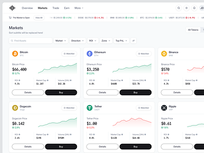 Crypto Portfolio Dashboard UI: Real-Time ROI & Market Insights blockchain btc crypto app crypto app design crypto dashboard crypto market crypto saas web3 cryptocurrency dashboard market market list crypto product design saas saas crypto app saas product app design transaction uiux web app web app crypto web3