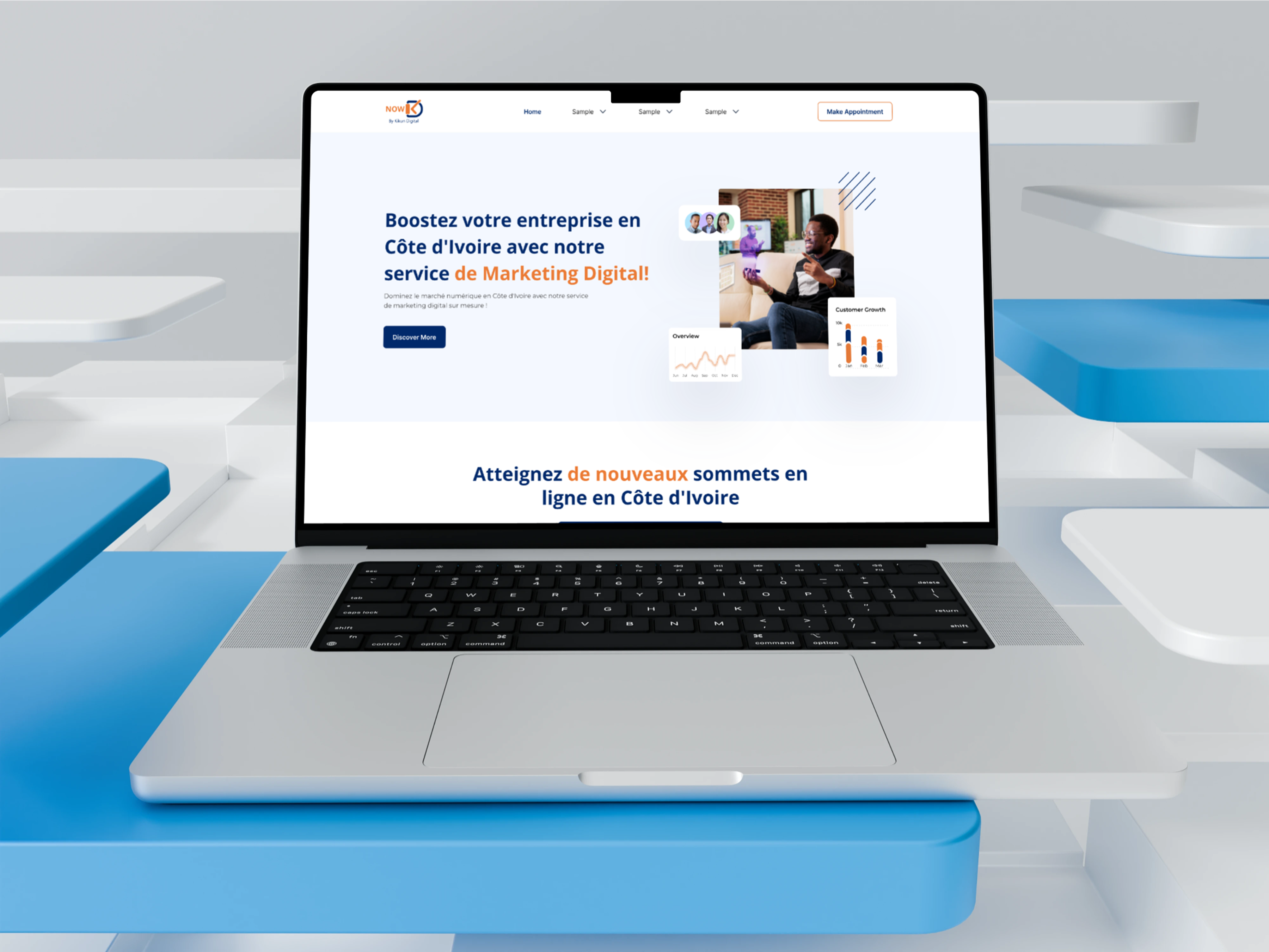 Now Digital - Ivory Coast Digital Marketing Landing Page UI business creativedesign designportfolio digitaldesign digitalmarketing ivorycoast kaesui landingpage marketingui modernui saas tech ui uidesign uiux uxdesign webdesign