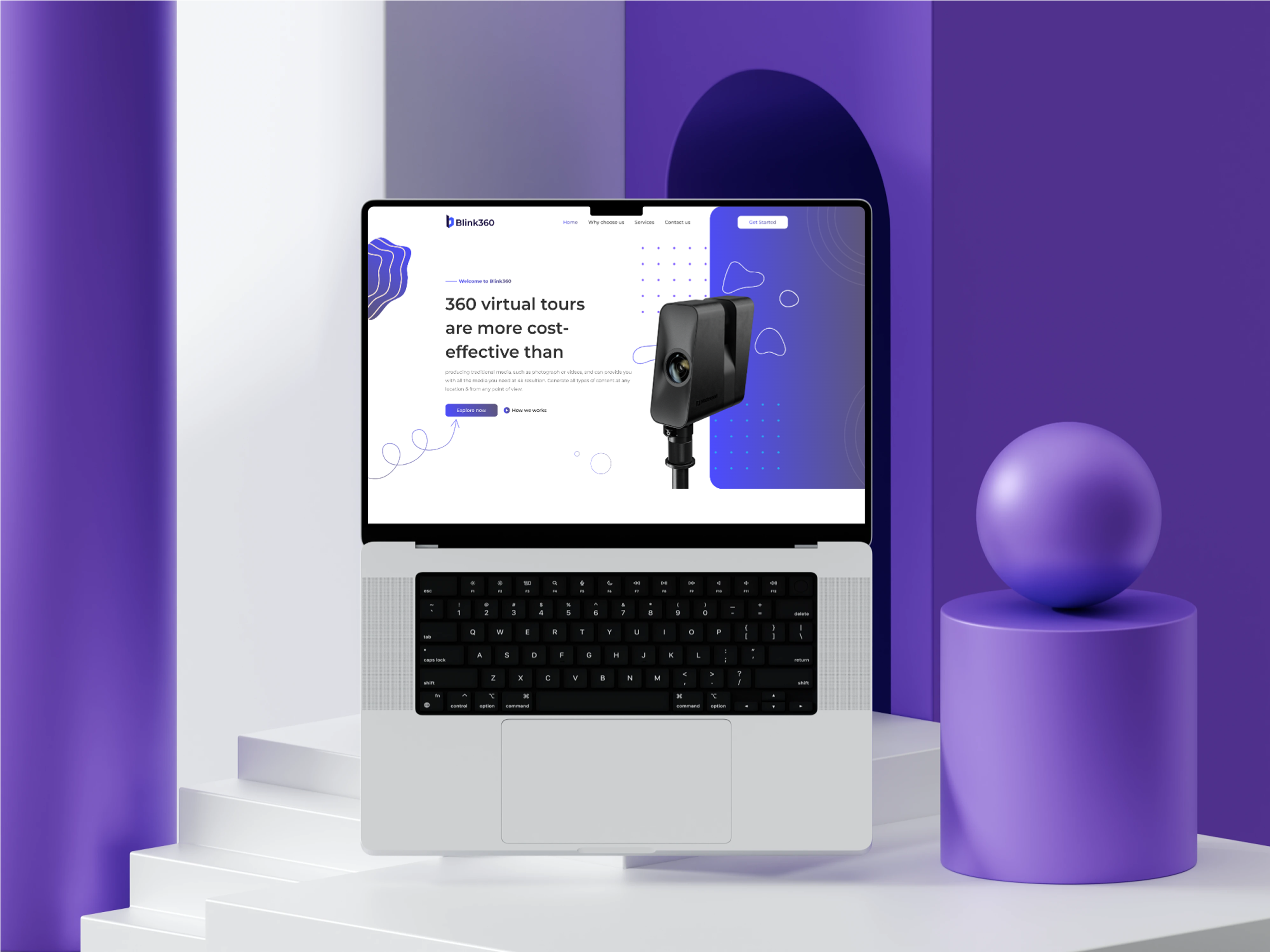 Blink360 - 360 Virtual Tours Landing Page UI Design 360tours branding business creative design digital figma kaesui landingpage modern motion graphics saas solution tech ui ui design uiux user interface ux webdesign