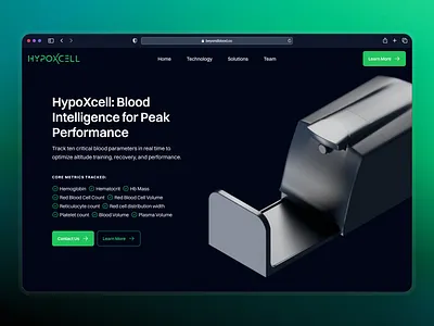 Beyond Blood: Revolutionizing Blood Diagnostics with AI 3d blood cell ai blood diagnostics ai blood testing biotech landing page biotech web design biotech website biotechnology blood analysis blood diagnostics blood test blood testing clean dark mode gradient green liquid biopsy medical diagnostics minimal modern point of care testing