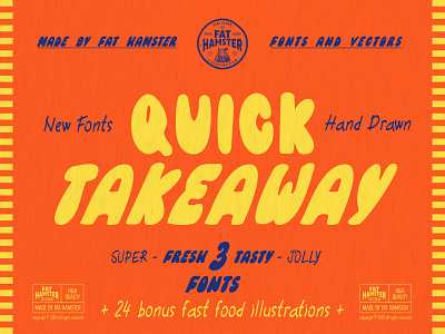 Quick Takeaway fun display fontfamily bold bright design diner display fast food fat hamster font fun graphic design headline illustration italic junk food modern quick takeaway retro type typeface vector