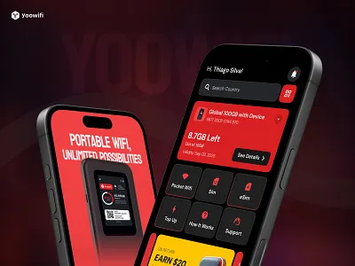 Yoowifi - Global eSIM Mobile App | Telco UI & Service Provider app design b2b clean data plan esim minimal mobile mobile app network ui pocket wifi service provider app sim telco telecom telecom service provider telecom ui travel app ui ux