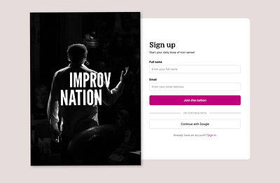Daily UI Challenge #001 desktop improv sign up page ui challenge
