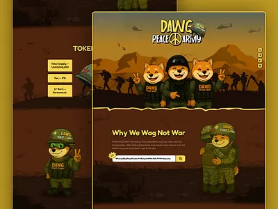 Dawg Peace Army - Meme Coin Website crypto meme meme coin meme coin design meme coin landing page meme coin website meme landing page meme token meme token design pepe web design