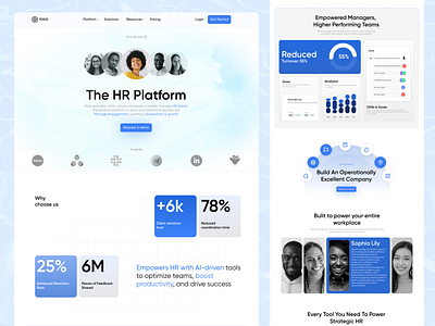 Workforce Management SaaS Web Design admin dashboard ai platform app design clean ui dashboard dashboard ui figma hr platform modern ui people management responsive design saas saas website tech ui ui design ui ux ux design web app web design website design