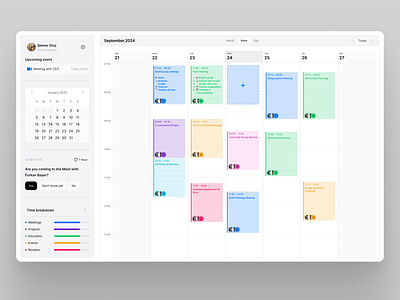 🗓️ Light Themed Weekly Calendar UI ui