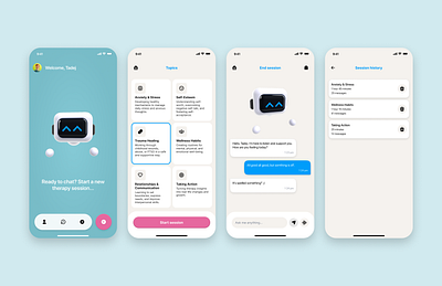 Therapy AI chatbot ai app mobile modern simple ui