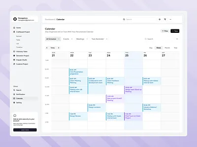 SaaS Project Management Tool UX/UI Design calendar view design figma illustration project management project management saas saas saas design ui design user centric user experience uxui