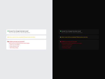 Alerts alert alerts banner components dark light notification toast variant variants web website