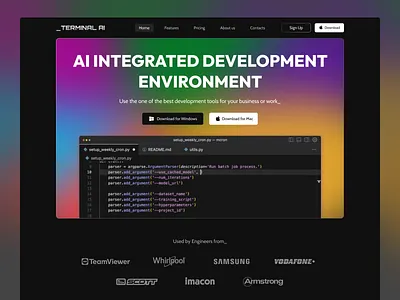 Terminal AI - Integrated Development Environment (IDE) Website design desktop ide logo site trminal ui uiux ux web website
