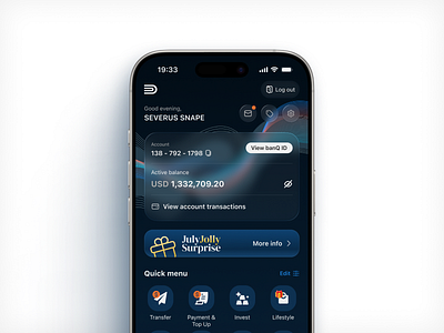 mobile banking app ui design app banking blur branding clean dark design dollar figma finance gift gradient graphic design illustration liquid mobile orange ui ux wallet