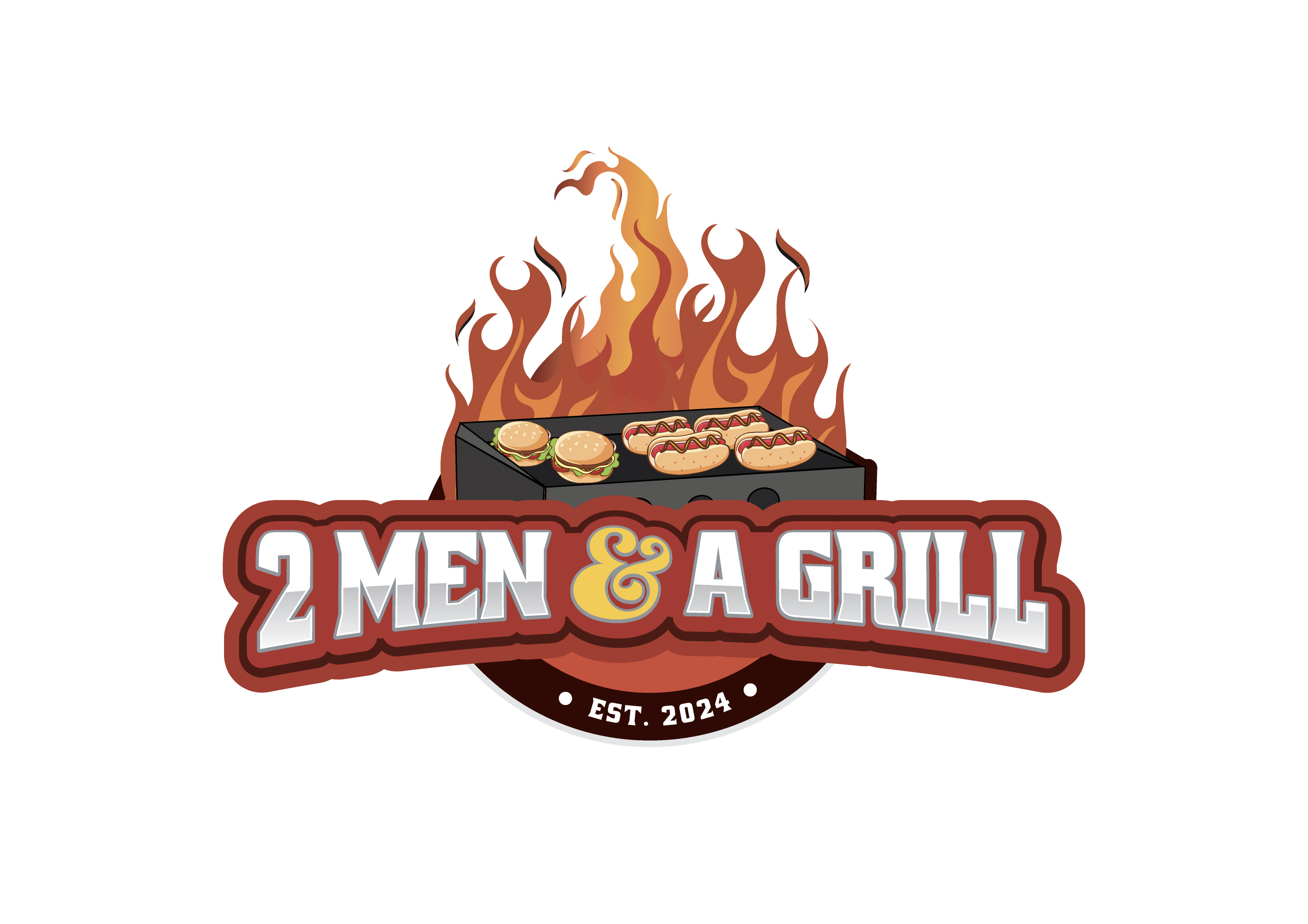 2 men & A Grill logo design brand identity branding creative design creative logo design graphic design illustration logo logo design