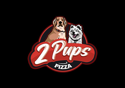 2 pups pizza logo brand identity branding creative design creative logo design food logo graphic design illustration logo logo design pizza logo