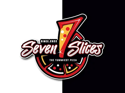 Seven Slices, the Yummiest Pizza shop logo brand identity branding creative design creative logo design graphic design logo logo design pizza pizza logo