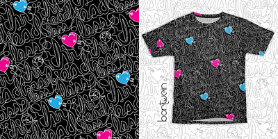 We Are All Connected - Pattern art bortwein heart line logo pattern t shirt threadless typography vector
