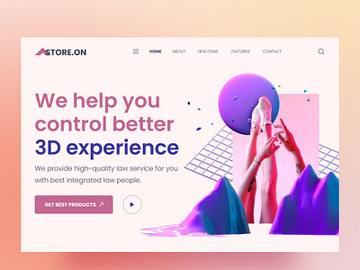 Vibrant 3D E-Commerce Hero Design 3d website colorful web design creative design digital product e commerce ui futuristic design hero section homepage design interactive ui landing page modern interface neon aesthetic next gen design ui design ui inspiration uiux ux design vibrant colors visual design web design