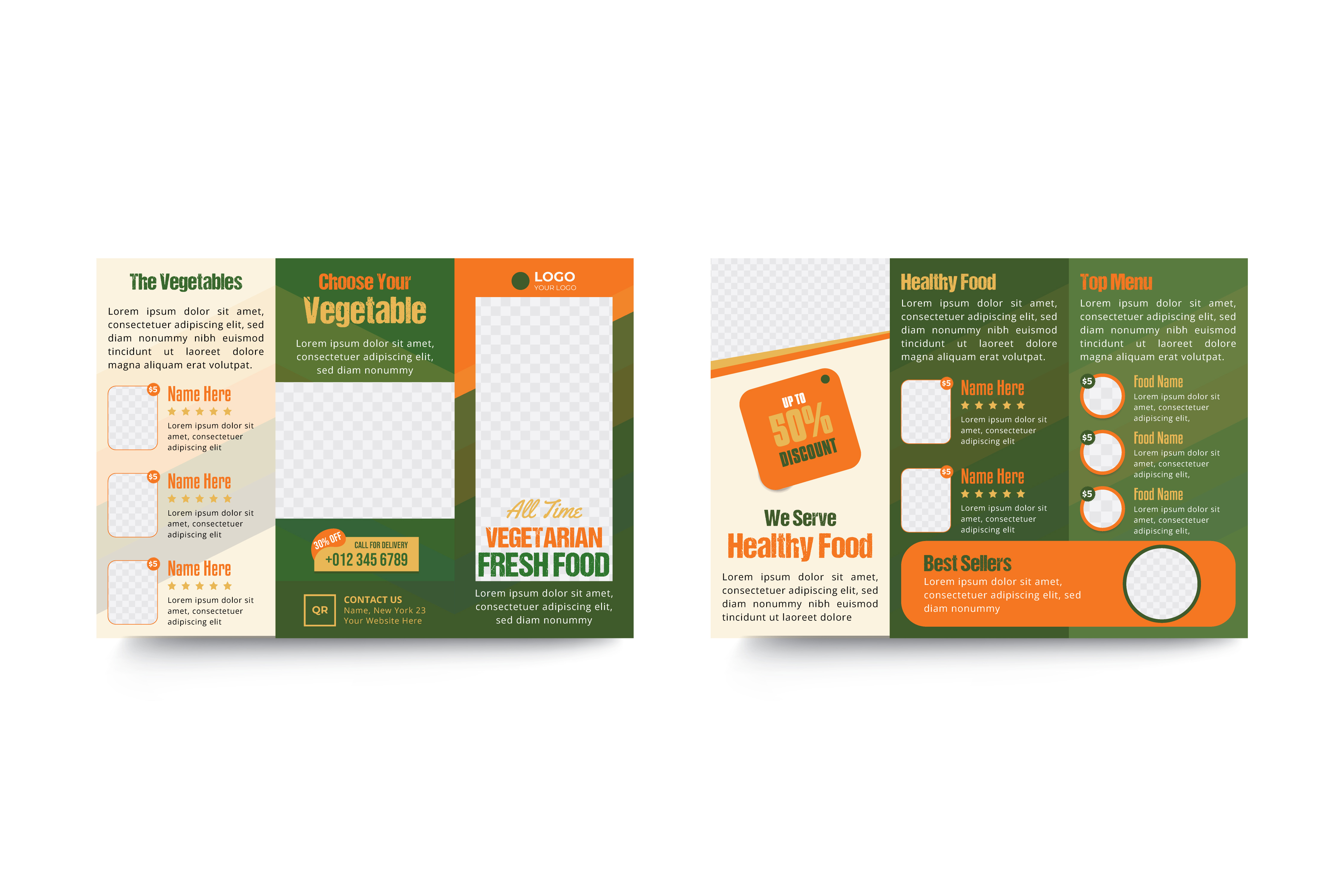 Restaurant Fresh Food Trifold Brochure Design Template poster