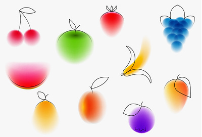 Fruits art blur cartoon food fruit gradient illustration juice minimal plant vector vibrant