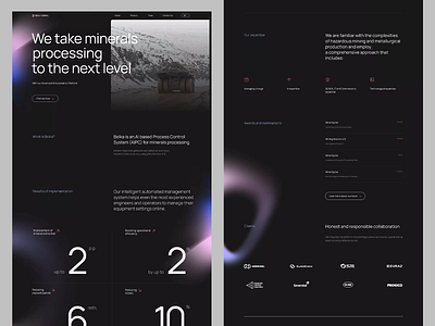 Bolkal: Advanced Mineral Processing Solutions clean dark dark mode dark tone design graphic design interface mineral processing modern modern design processing solutions typo typographic design ui ui design ux design uxui