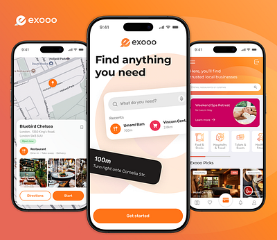 Exooo – UI/UX Sneak Peek for Local Deals & Smart Navigation App app app design mobile app product design promo app ui ux