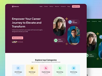 Modern E-Learning Website Design app branding design learning platform ui ux