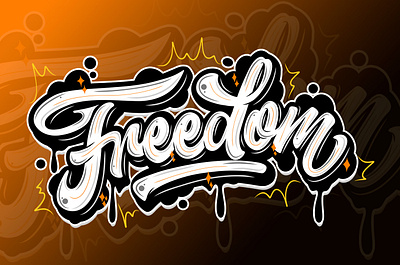 Freedom Lettering branding clothing design graphic design hand lettering lettering logo vector