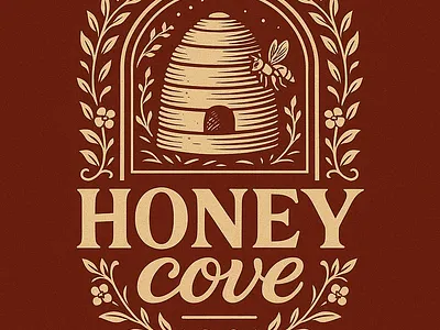 HoneyCove art bee branding cove honey logo quuen