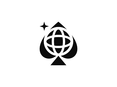 Casino Logo Concept bet black blackjack brand branding cards casino design earth gambling globe identity logo logomark negative space play poker spade star
