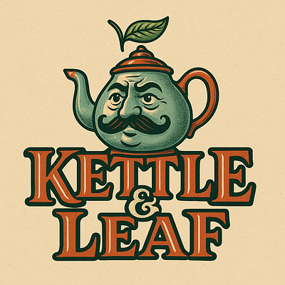 KETTLE&LEAF art branding graphic design logo tea vector