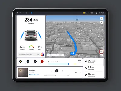 Navigation UI - In Car Display automotive figma minimal ui