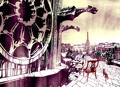 Danijel Žeželj for Die Goldenen Wölfe artist book cover book cover art conceptual illustration cover art design editorial illustration fanijel zezelj france illustration illustration of paris illustrationart illustrationartist illustrationzone illustrator ink ink painting paris roshani chokshi the gilded wolves