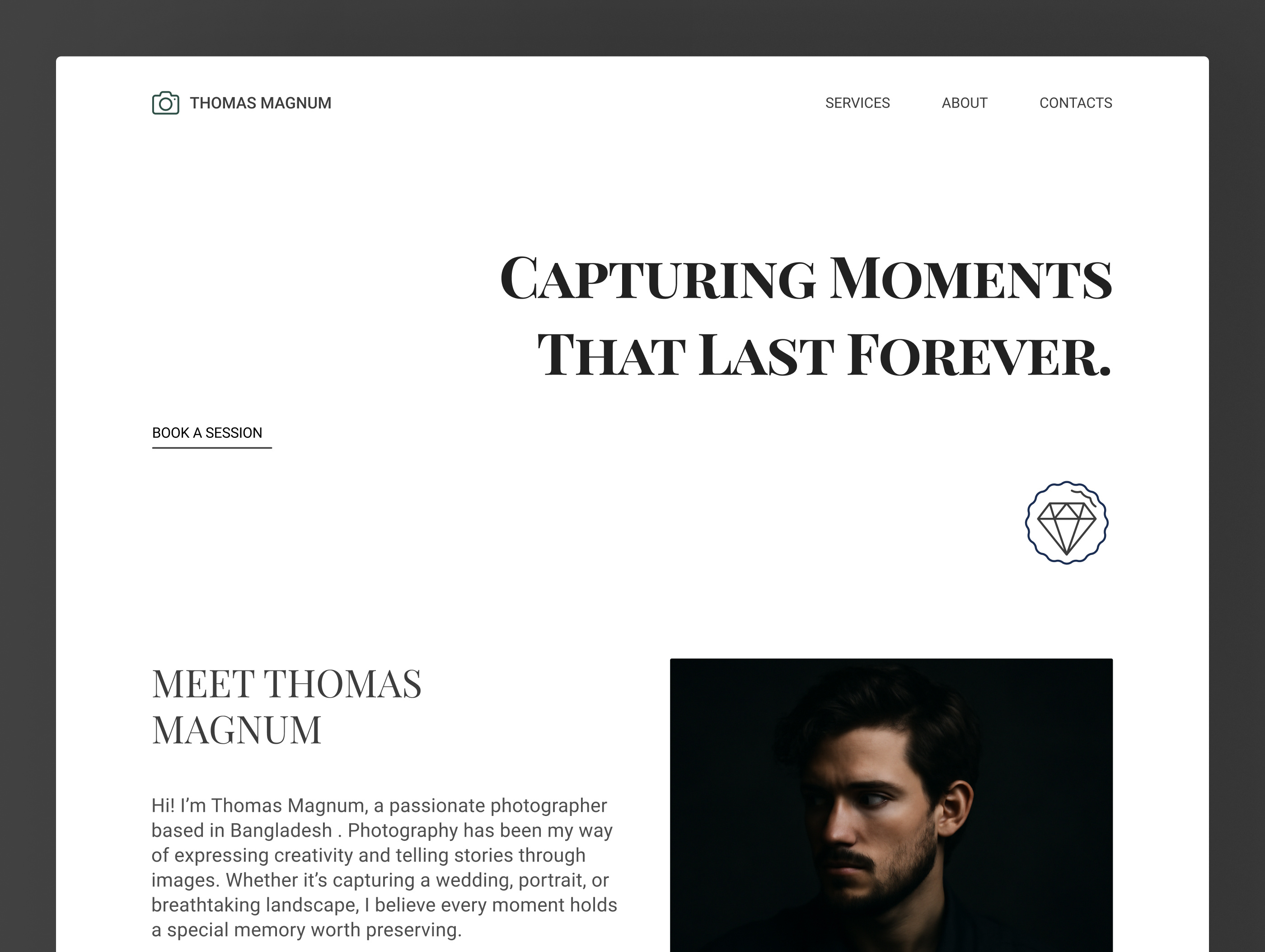 Photography Portfolio Website - Hero Exploration photographer