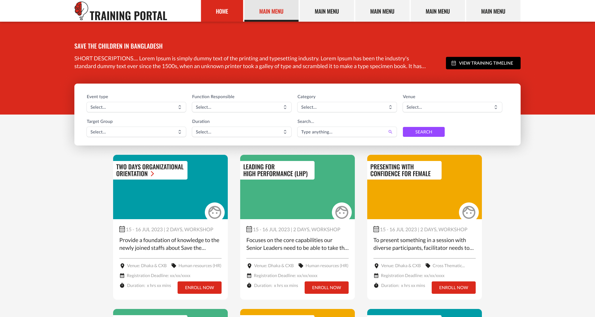 Save the Children Bangladesh Training Portal figma ui ux web design