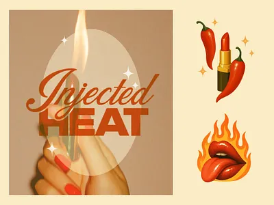 Injected Heat branding cosmetic branding flames graphic design heat illustration logo peppers red spice spicy typography