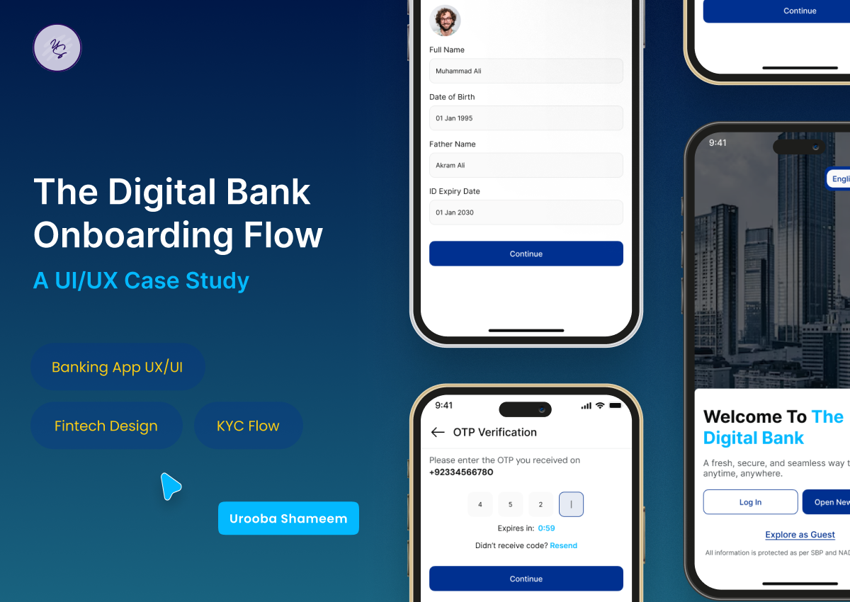 The Digital Bank Onboarding Flow - UI/UX Case Study app branding design logo typography ui ux