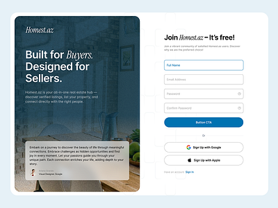 Authentication Screens for Real Estate Agency athentication landingpage realestate ui ux