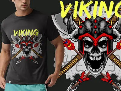 Viking Skull Design design graphic design illustration pod print on demand skull skull design skull tshirt skull tshirt design streetwear design tshirt design viking viking design viking skull viking tshirt viking tshirt design