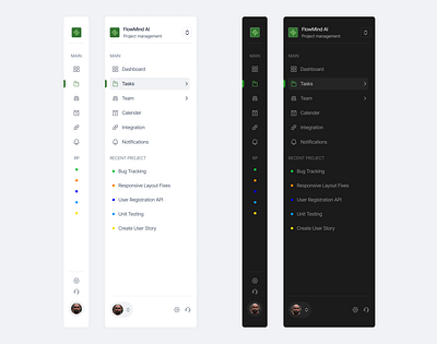 FlowMind AI - Side bar Nav desktop display product design side nav ui ui design ux design visual