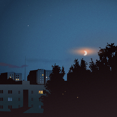 Vector Minimalism Art | night city in the twilight adobe illustrator cover flat graphic design illustration minimal nature noise vector