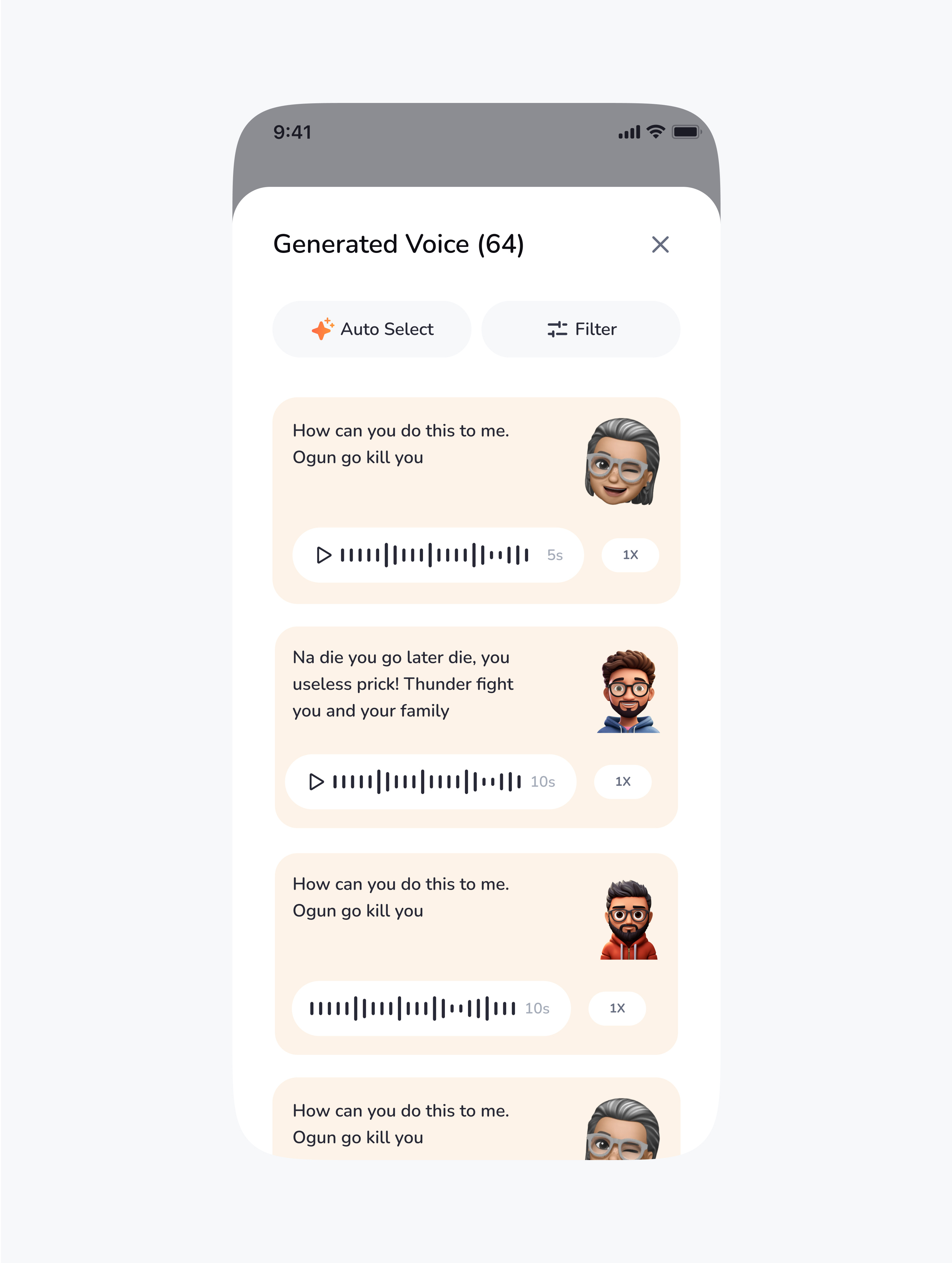 Voice Cloning app with personality Embedded ai design ui ux