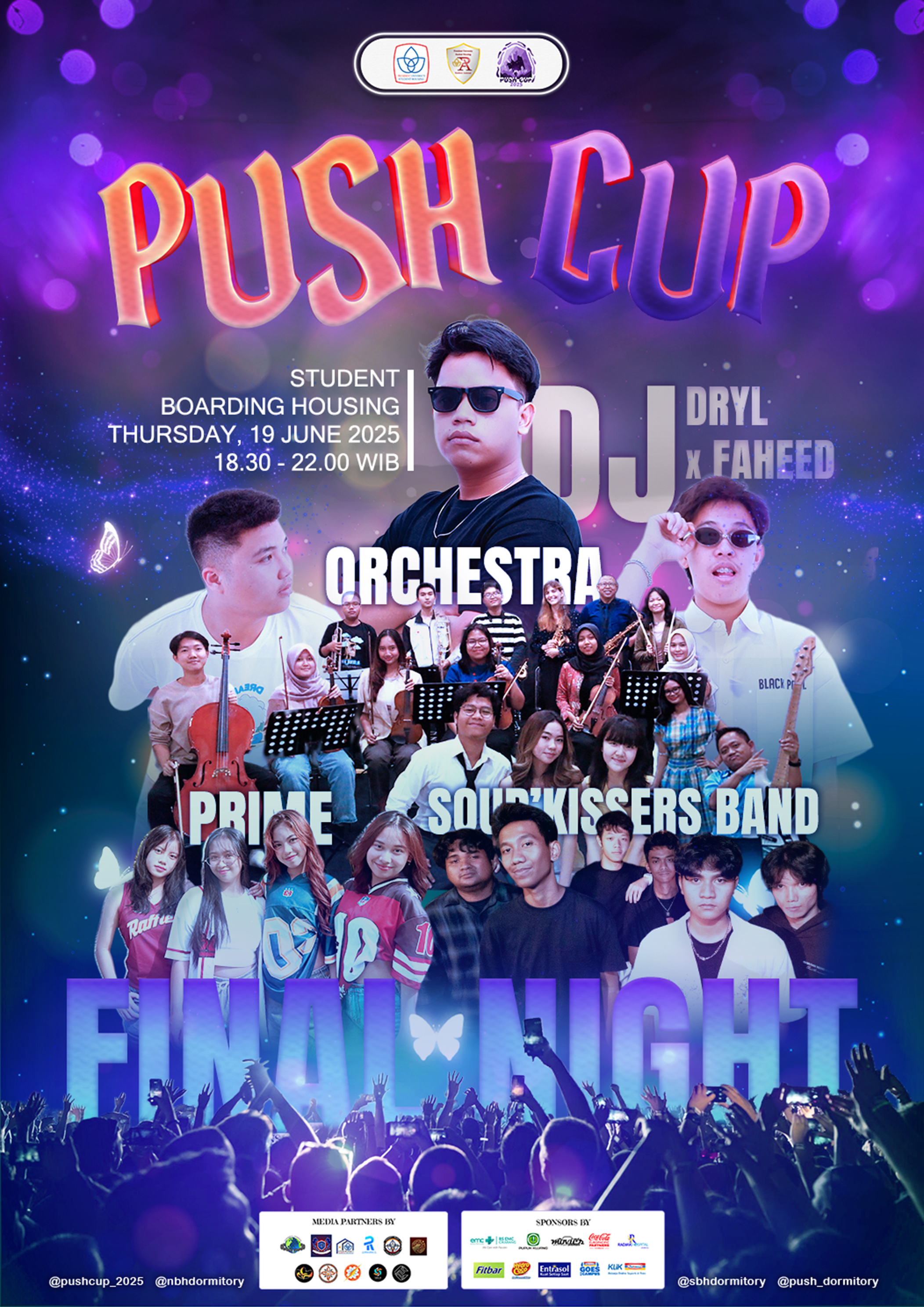 Final Night Music Festival Poster Design branding dance dj event eye catching festival final graphic design infographic magic modern music night orchestra photoshop pink poster promotion purple vibrant